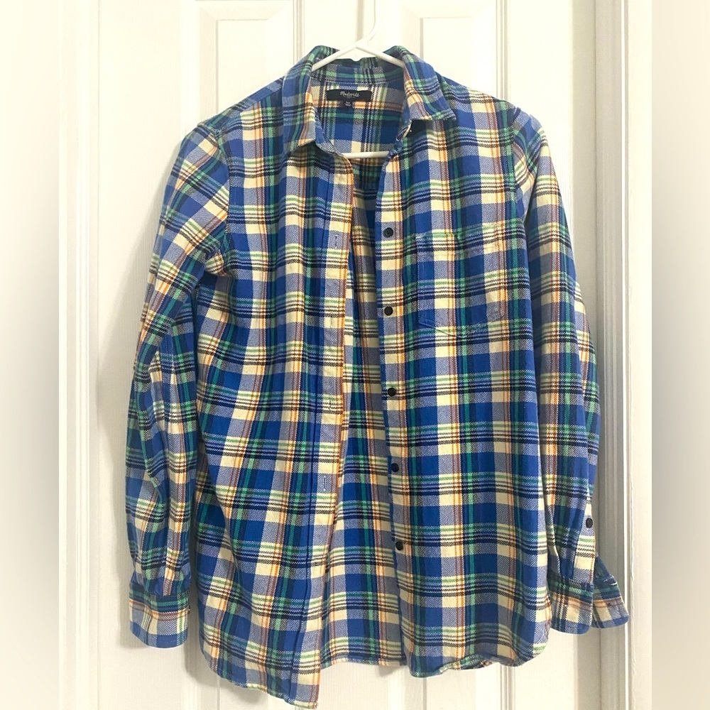 Madewell women’s blue long sleeve button down flannel, XS​​​​